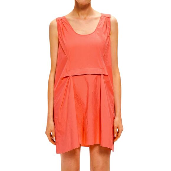MARNI Sleeveless Pleated Shift Dress in Coral Poplin Size 42 IT (US 6) - Picture 1 of 14